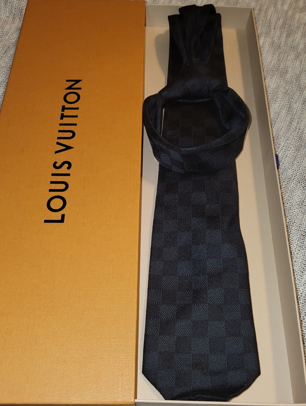 LOUIS VUITTON Damier Cravat Classic Tie Noir M78752